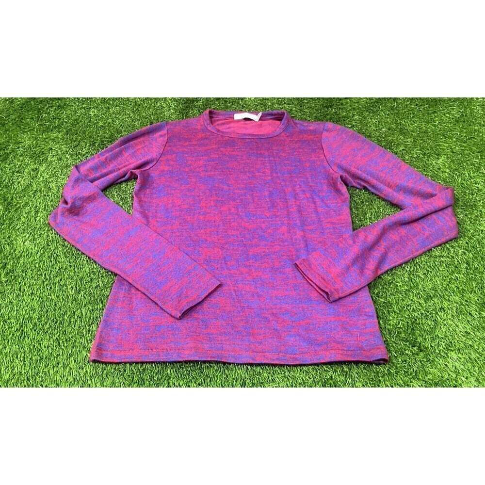 rag & bone THE ESSENTIAL Texture LONG Sleeve TEE TOP T-SHIRT Fushia And Purple M